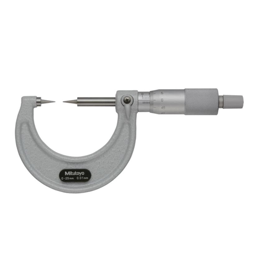 Mitutoyo 112-153 Point Micrometer, Range 0-25mm, Graduation 0.01mm, 15 Degree Steel Tipped