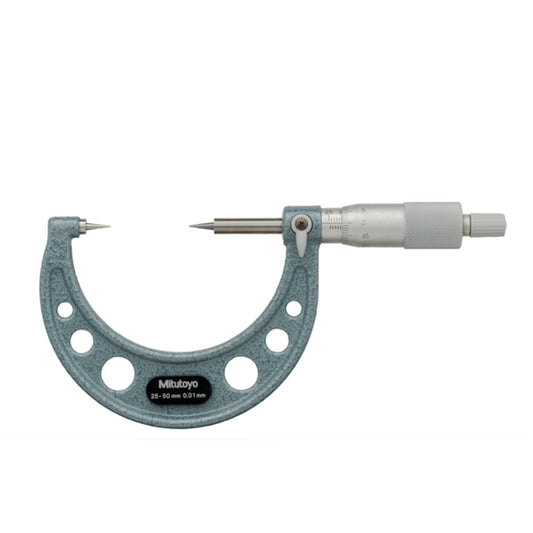 Mitutoyo 112-154 Point Micrometer, Range 25-50mm, Graduation 0.01mm, 15 Degree Steel Tipped