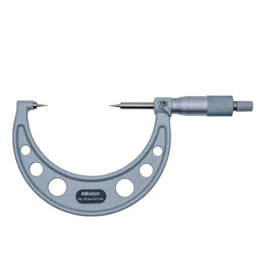 Mitutoyo 112-155 Point Micrometer, Range 50-75mm, Graduation 0.01mm, 15 Degree Steel Tipped