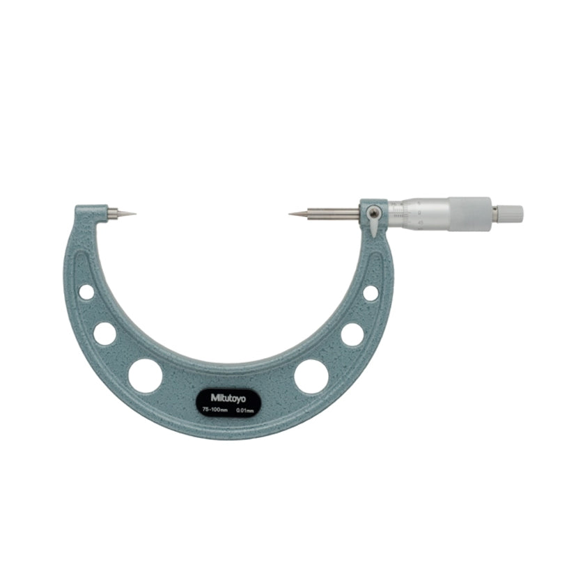 Mitutoyo 112-156 Point Micrometer, Range 75-100mm, Graduation 0.01mm, 15 Degree Steel Tipped