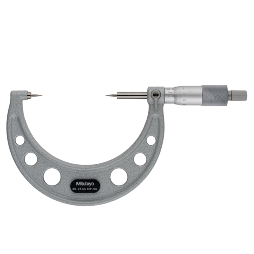 Mitutoyo 112-167 Point Micrometer, Range 50-75mm, Graduation 0.01mm, 15 Degree Carbide Tipped