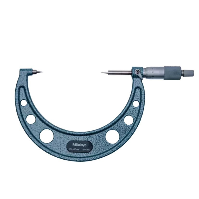 Mitutoyo 112-168 Point Micrometer, Range 75-100mm, Graduation 0.01mm, 15 Degree Carbide Tipped