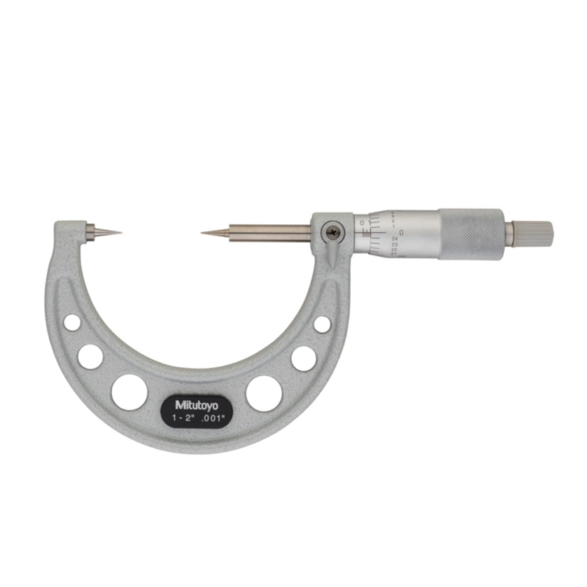 Mitutoyo 112-178 Point Micrometer, Range 1-2", Graduation 0.001", 15 Degree Steel Tipped