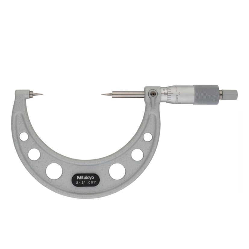 Mitutoyo 112-190 Point Micrometer, Range 1-2", Graduation 0.001", 15 Degree Carbide Tipped