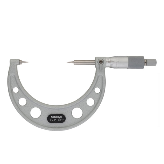 Mitutoyo 112-191 Point Micrometer, Range 2-3", Graduation 0.001", 15 Degree Carbide Tipped