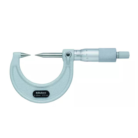 Mitutoyo 112-201 Point Micrometer, Range 0-25mm, Graduation 0.01mm, 30 Degree Steel Tipped