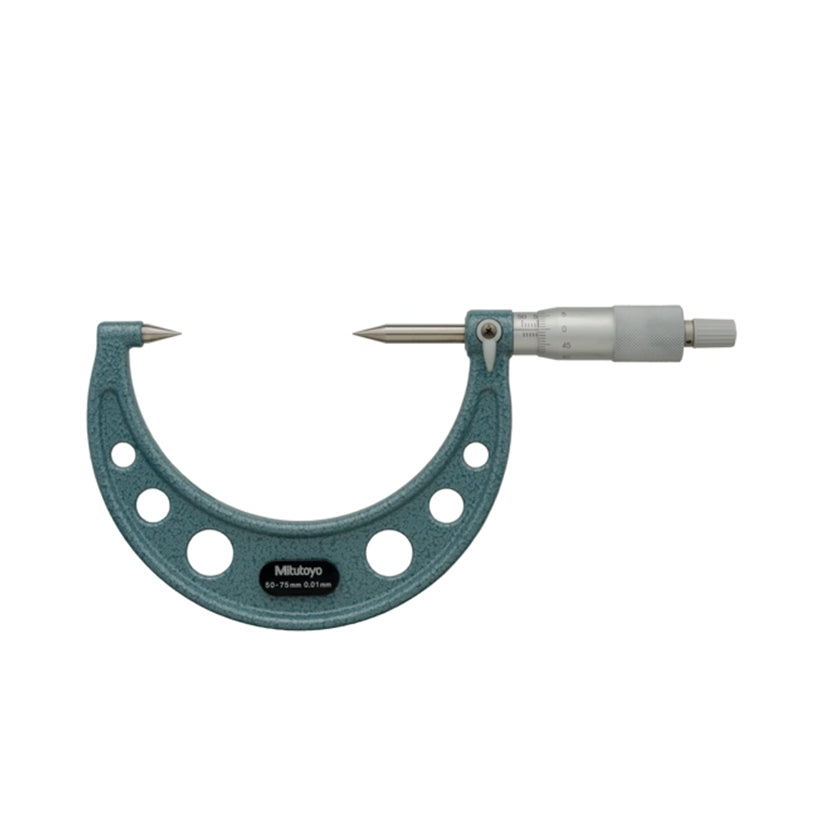 Mitutoyo 112-203 Point Micrometer, Range 50-75mm, Graduation 0.01mm, 30 Degree Steel Tipped