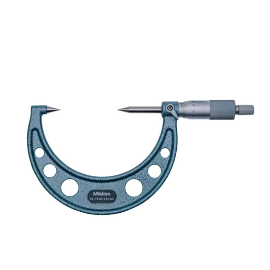 Mitutoyo 112-215 Point Micrometer, Range 50-75mm, Graduation 0.01mm, 30 Degree Carbide Tipped