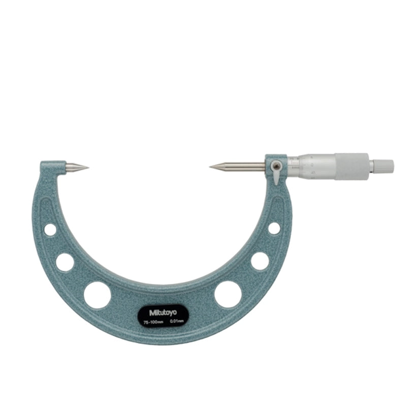 Mitutoyo 112-216 Point Micrometer, Range 75-100mm, Graduation 0.01mm, 30 Degree Carbide Tipped