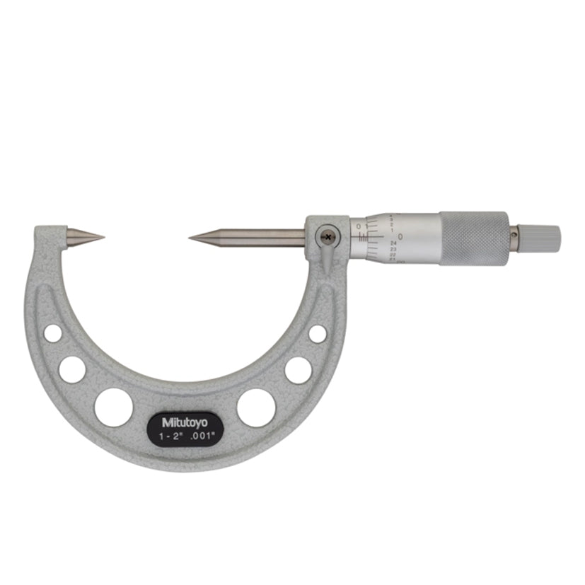 Mitutoyo 112-226 Point Micrometer, Range 1-2", Graduation 0.001", 30 Degree Steel Tipped