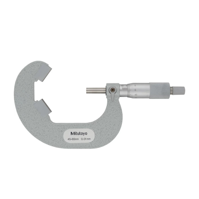 Mitutoyo 114-123 Five Flute V-Anvil Micrometer, Range 45-65mm, Graduation 0.01mm