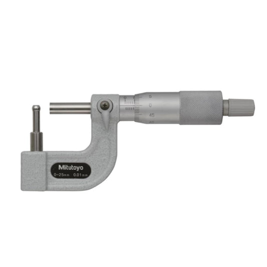 Mitutoyo 115-315 Tube Micrometer, Cylindrical Anvil, Flat Spindle, Range 0-25mm, Graduation 0.01mm, Anvil Steel D 4.7mm L = 12.7mm