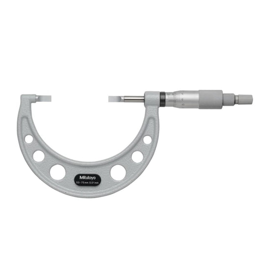 Mitutoyo 122-103-10 Blade Micrometer, Range 50-75mm, Graduation 0.01mm, Non-Rotating Spindle