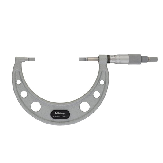 Mitutoyo 122-104-10 Blade Micrometer, Range 75-100mm, Graduation 0.01mm, Non-Rotating Spindle