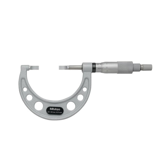 Mitutoyo 122-112-10 Blade Micrometer, Range 25-50mm, Graduation 0.01mm, Non-Rotating Spindle