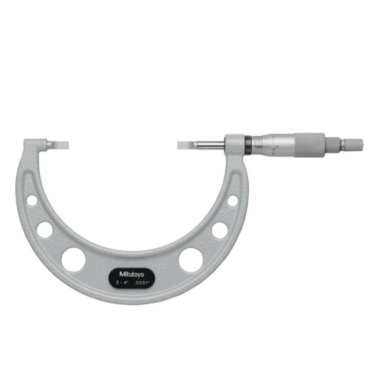 Mitutoyo 122-128-10 Blade Micrometer, Range 3-4", Graduation 0.0001", Non-Rotating Spindle