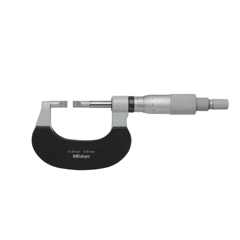 Mitutoyo 122-141-10 Blade Micrometer, Range 0-25mm, Graduation 0.01mm, Non-Rotating Spindle