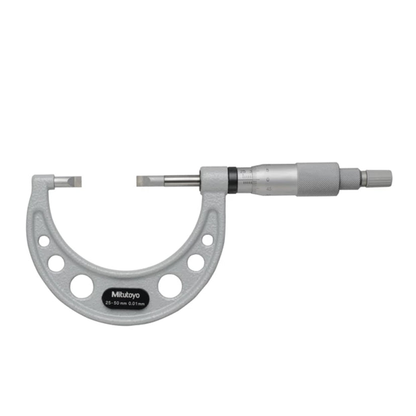 Mitutoyo 122-142-10 Blade Micrometer, Range 25-50mm, Graduation 0.01mm, Non-Rotating Spindle