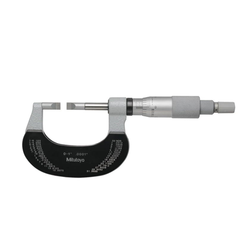 Mitutoyo 122-151-10 Blade Micrometer, Range 0-1", Graduation 0.0001", Non-Rotating Spindle