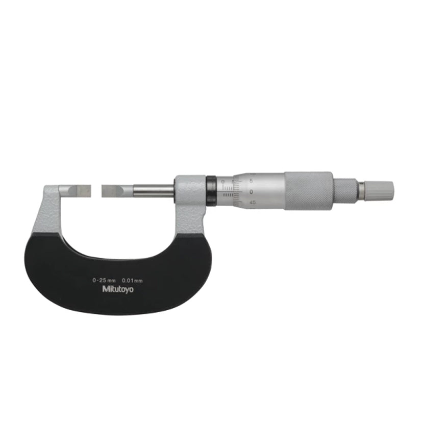 Mitutoyo 122-161-10 Blade Micrometer, Range 0-25mm, Graduation 0.01mm, Non-Rotating Spindle