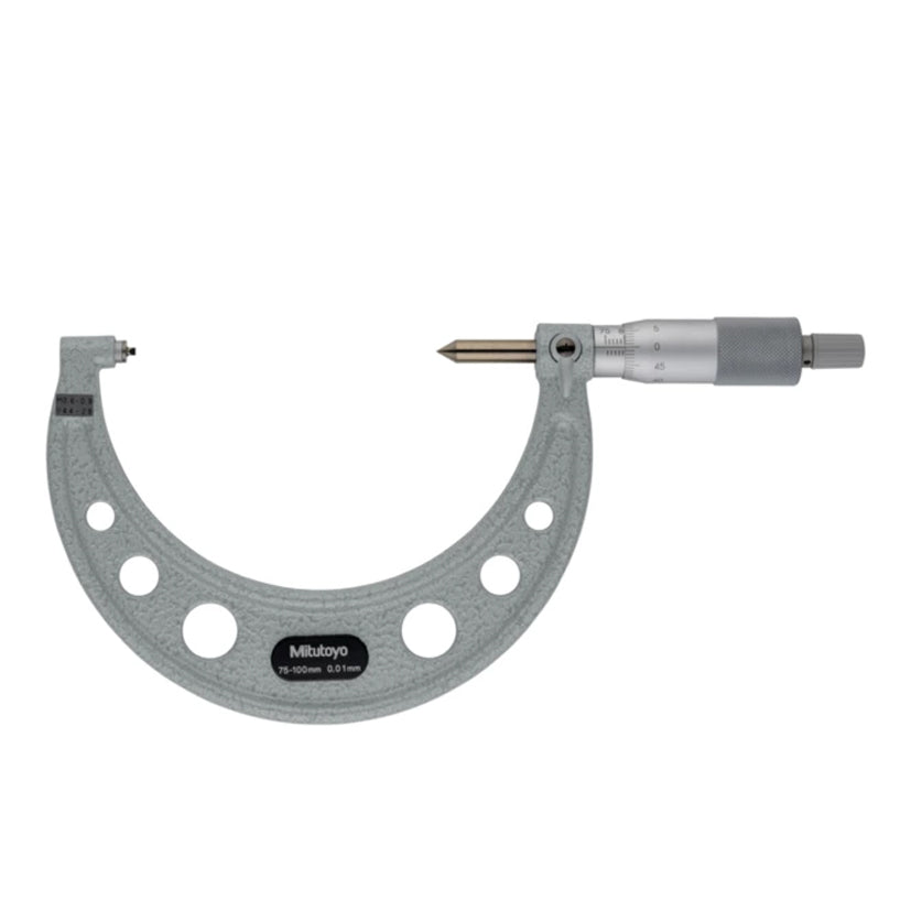 Mitutoyo 125-116 Screw Thread Micrometer, 0.6-0.9mm/44-28TPI, Range 75-100mm, Graduation 0.01mm