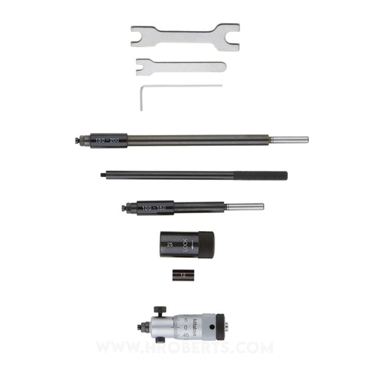 Mitutoyo 141-205 Interchangeable Rod Inside Micrometer, Range 50-200mm, Graduation 0.01mm