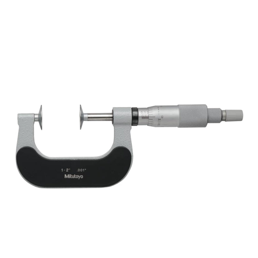 Mitutoyo 169-204-10 Non-Rotating Spindle Disc Micrometer, Range 1-2", Graduation 0.001", Disc Dia 20mm