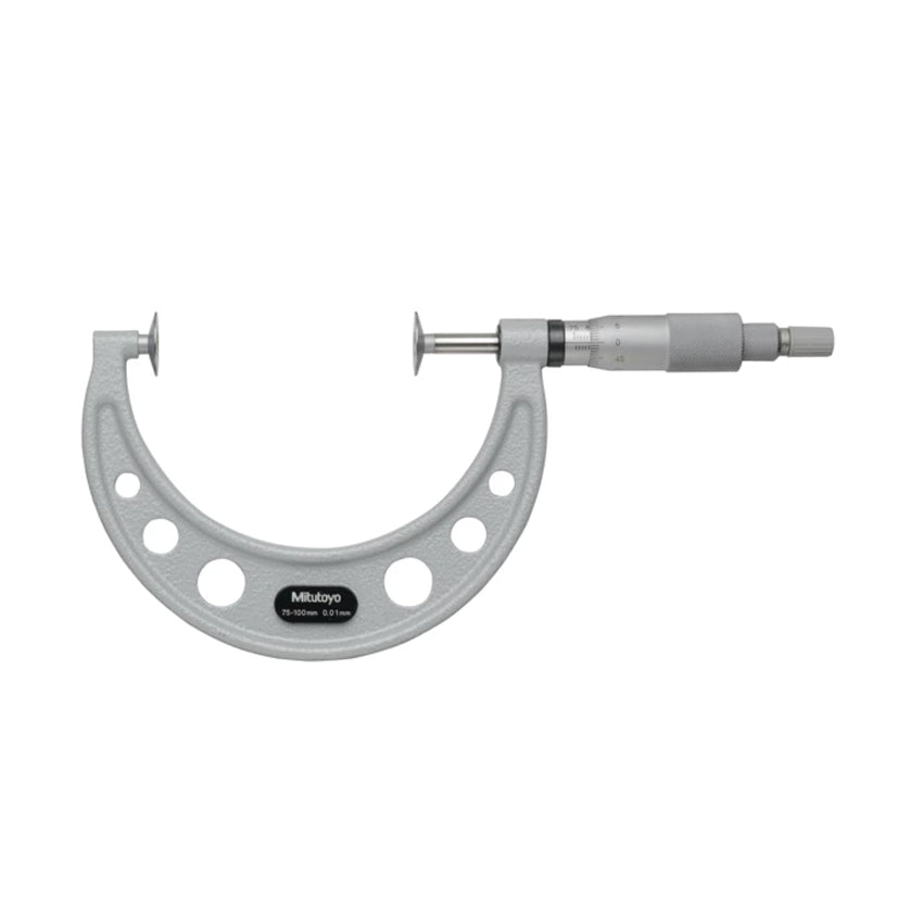 Mitutoyo 169-207-10 Non-Rotating Spindle Disc Micrometer, Range 75-100mm, Graduation 0.01mm, Disc Dia 20mm