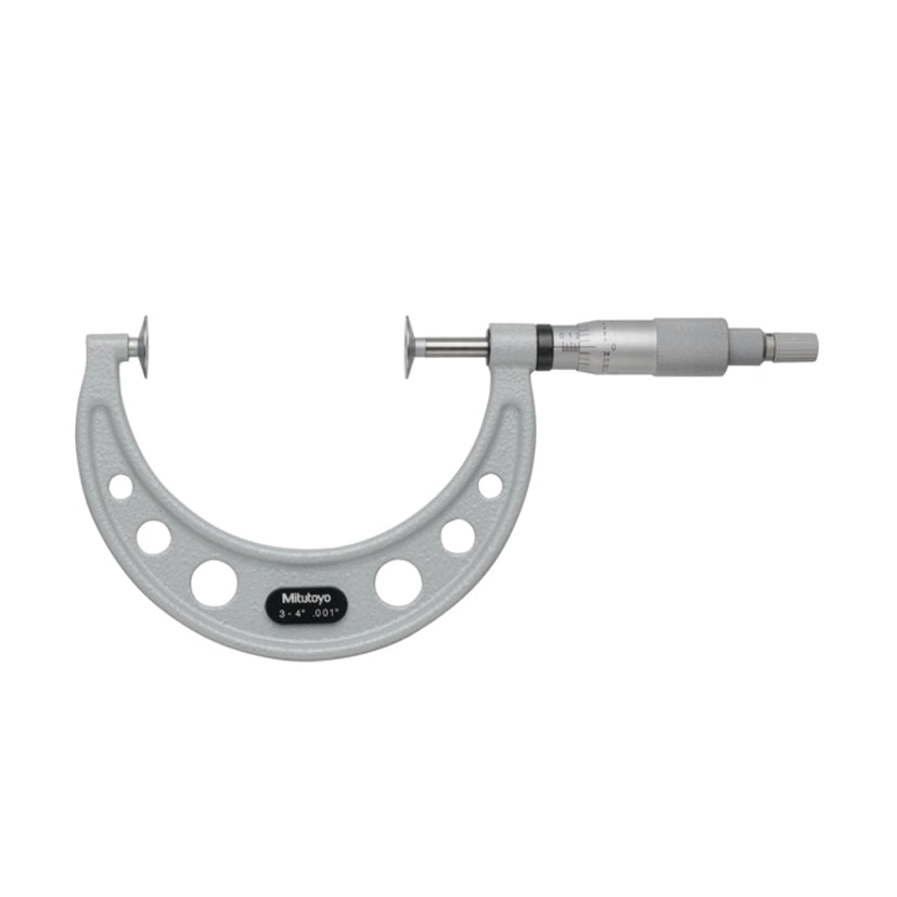 Mitutoyo 169-208-10 Non-Rotating Spindle Disc Micrometer, Range 3-4", Graduation 0.001", Disc Dia 20mm