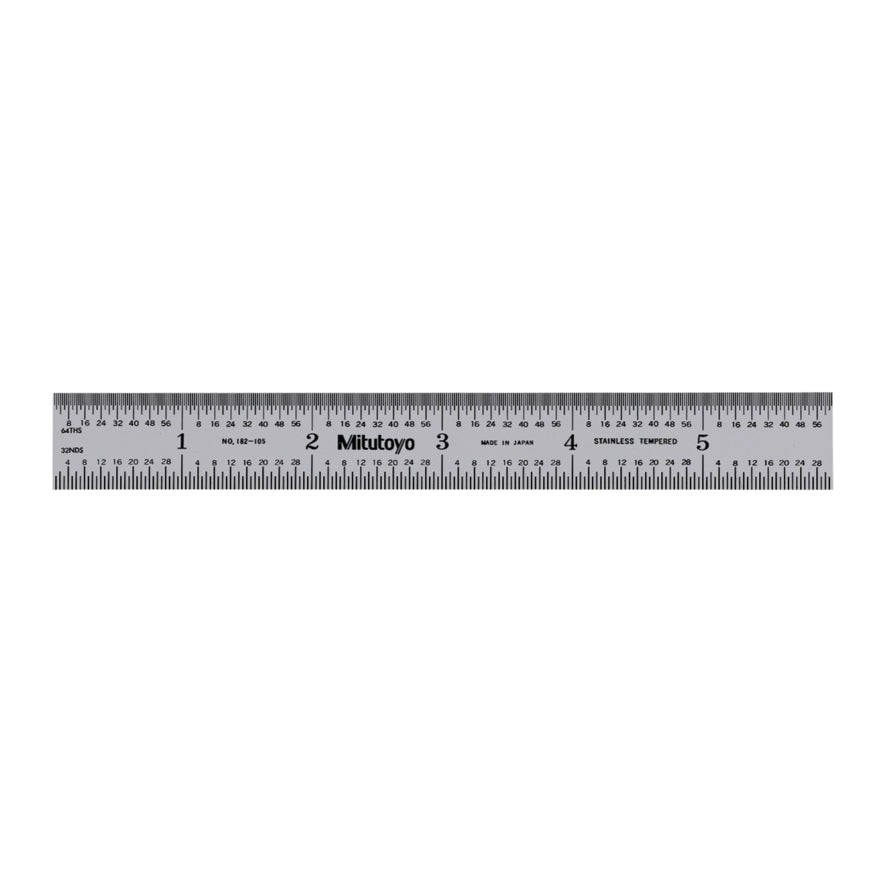 Mitutoyo 182-105 Steel Rule Rigid, Range 6" / 150mm, Graduation 1/32", 1/64", 1mm, 0.5mm