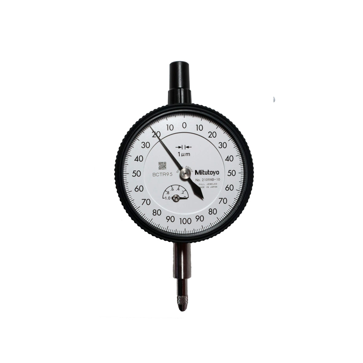 Mitutoyo 2109A-10 Dial Indicator, Graduation 0.001mm, Range 1mm, Scale 0-100-0, Bezel Diameter 57mm