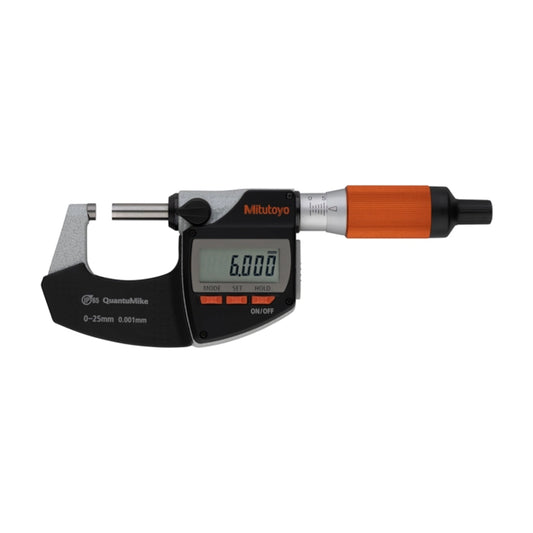 Mitutoyo 293-140-40 Digimatic Digital (Metric Only) Quantumike Fast Action Micrometer, Range 0-25mm, Resolution 0.001mm with SPC Data Output