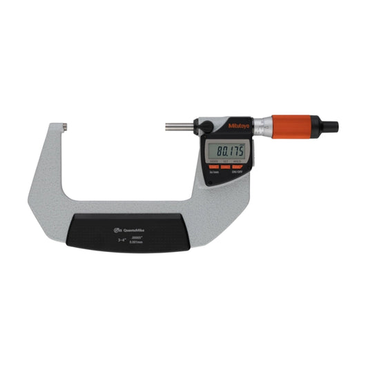 Mitutoyo 293-183-40 Digimatic Digital Quantumike Fast Action Micrometer, Range 3-4" / 76.2-101.6mm, Resolution 0.00005" / 0.001mm with SPC Data Output