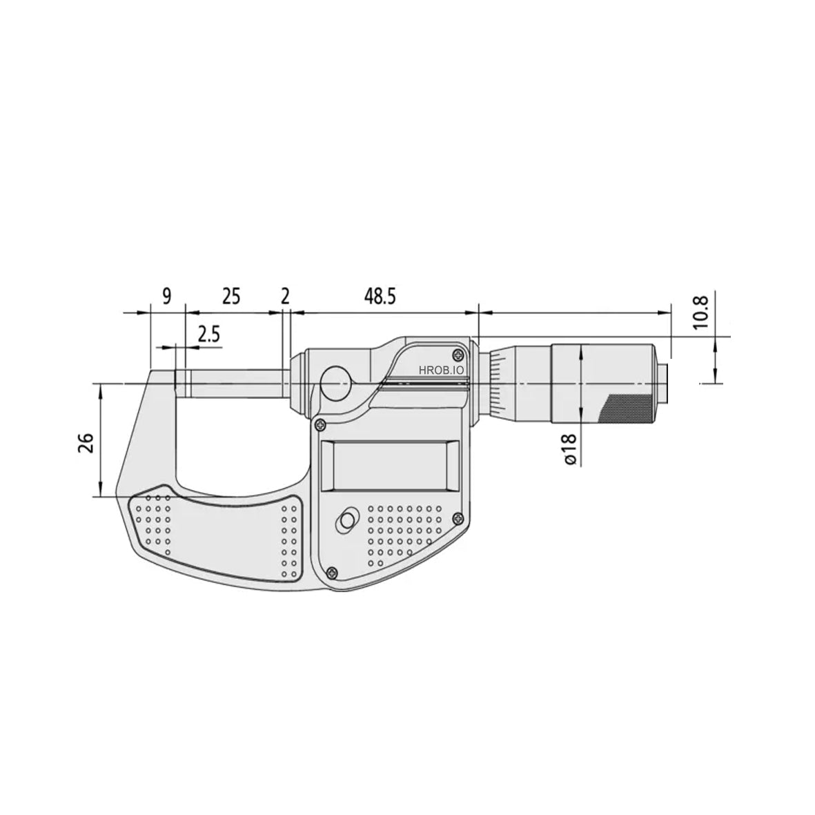 Mitutoyo 293-832-30 Digital Micrometer, Range 0-1" /  0-25.4mm, Resolution 0.00005" / 0.001mm