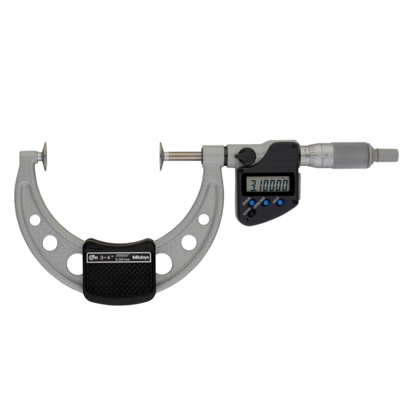 Mitutoyo 323-353-30 Digimatic Digital Disc Micrometer, Range 3-4" /  76.2-101.6mm, Resolution 0.00005" / 0.001mm, IP65, with SPC Data Output