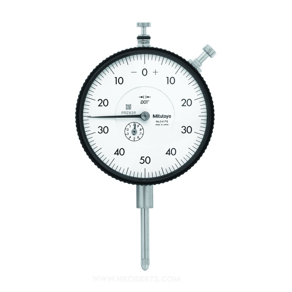 Mitutoyo 3417A Dial Indicator, Graduation 0.001", Range 1.0", Scale 0-50-0, Bezel Diameter 3.07"