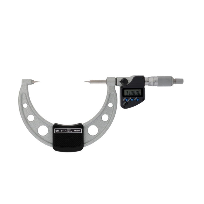 Mitutoyo 342-354-30 Digimatic Digital Point Micrometer, Range 3-4" /  76.2-101.6mm, Resolution 0.00005" / 0.001mm, 15 Degree Carbide Tipped, IP65, with SPC Data Output