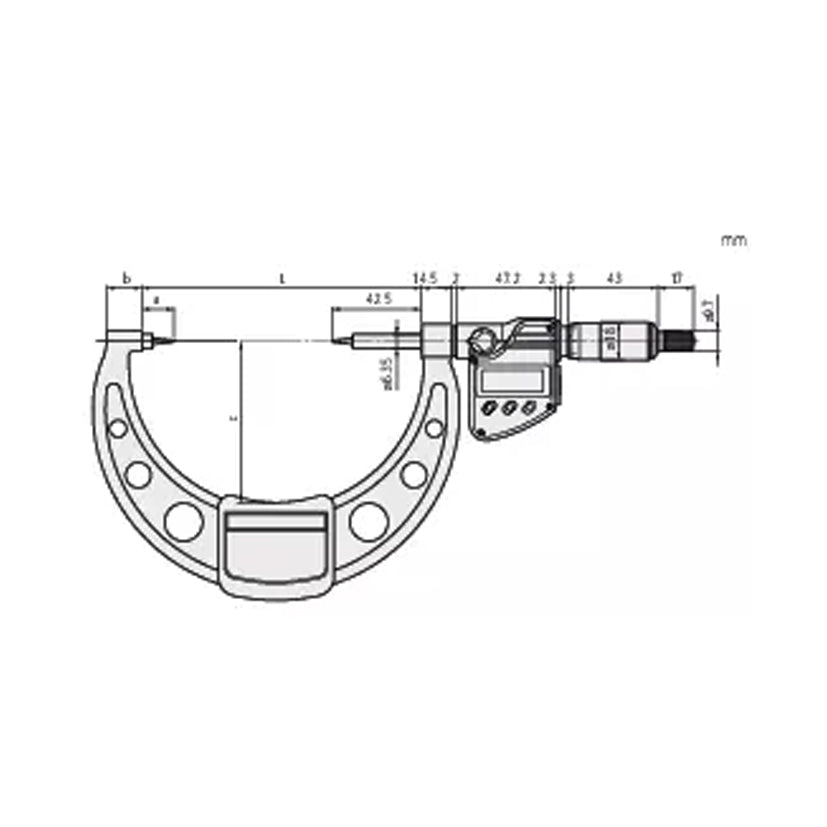 Mitutoyo 342-363-30 Digimatic Digital Point Micrometer, Range 2-3" /  50.8-76.2mm, Resolution 0.00005" / 0.001mm, 30 Degree Carbide Tipped, IP65, with SPC Data Output