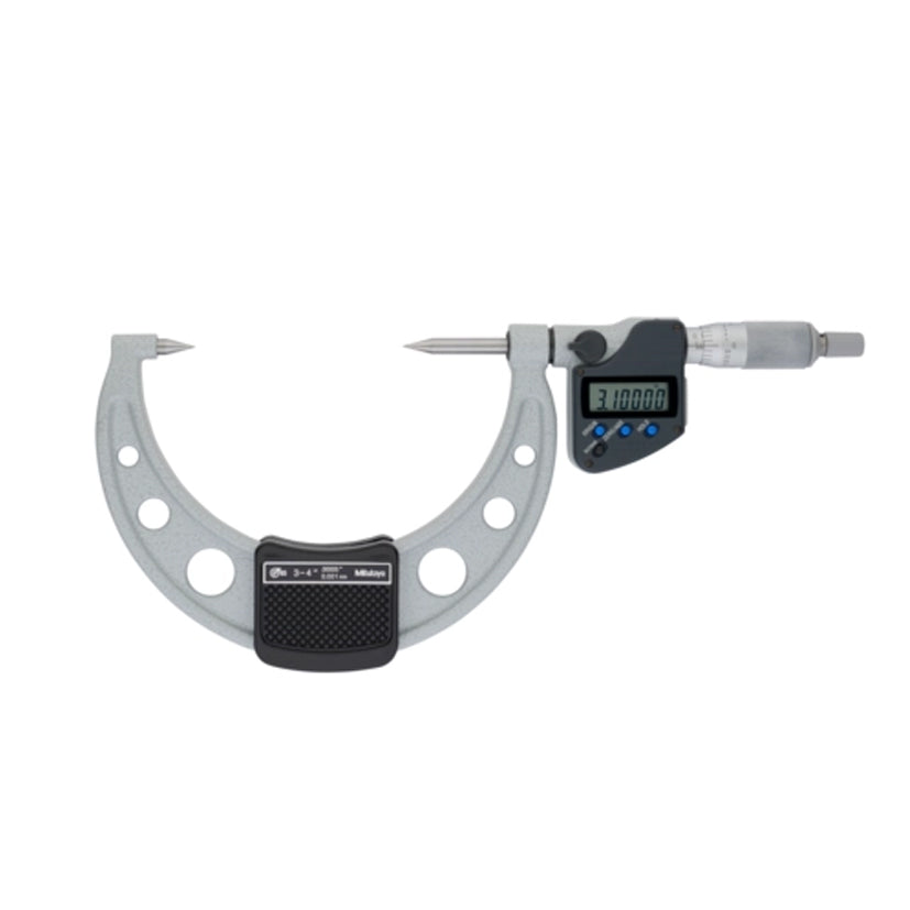 Mitutoyo 342-364-30 Digimatic Digital Point Micrometer, Range 3-4" /  76.2-101.6mm, Resolution 0.00005" / 0.001mm, 30 Degree Carbide Tipped, IP65, with SPC Data Output