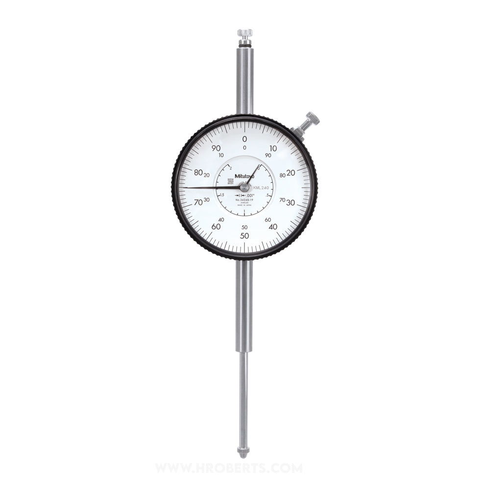 Mitutoyo 3424A-19 Dial Indicator, Graduation 0.001", Range 2.0", Scale 0-100, Bezel Diameter 3.07"