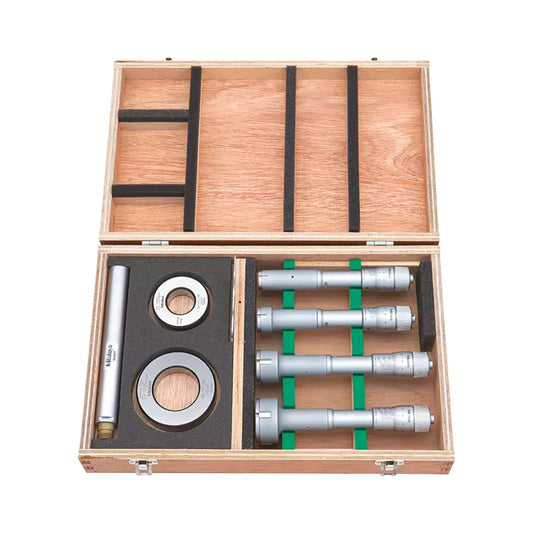 Mitutoyo 368-992 Holtest Bore Micrometer Set, 3-Point Contact, Range 20-50mm, Graduation 0.005mm, Supplied with Setting Rings