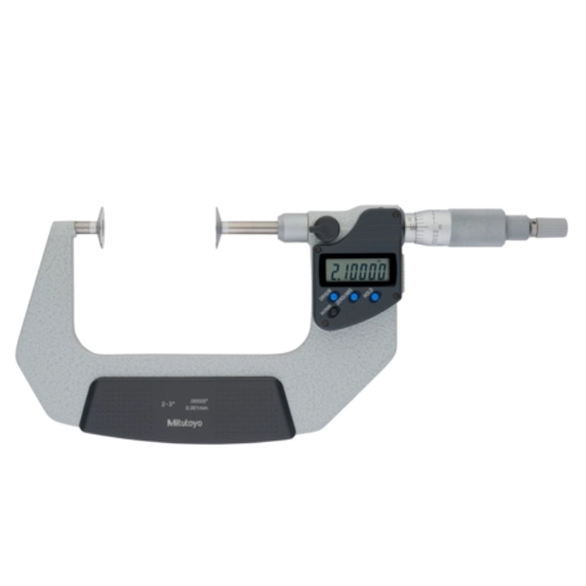 Mitutoyo 369-352-30 Digimatic Digital Non-Rotating Spindle Disc Micrometer, Range 2-3" /  50.8-76.2mm, Resolution 0.00005" / 0.001mm with SPC Data Output, Disc Dia 20mm