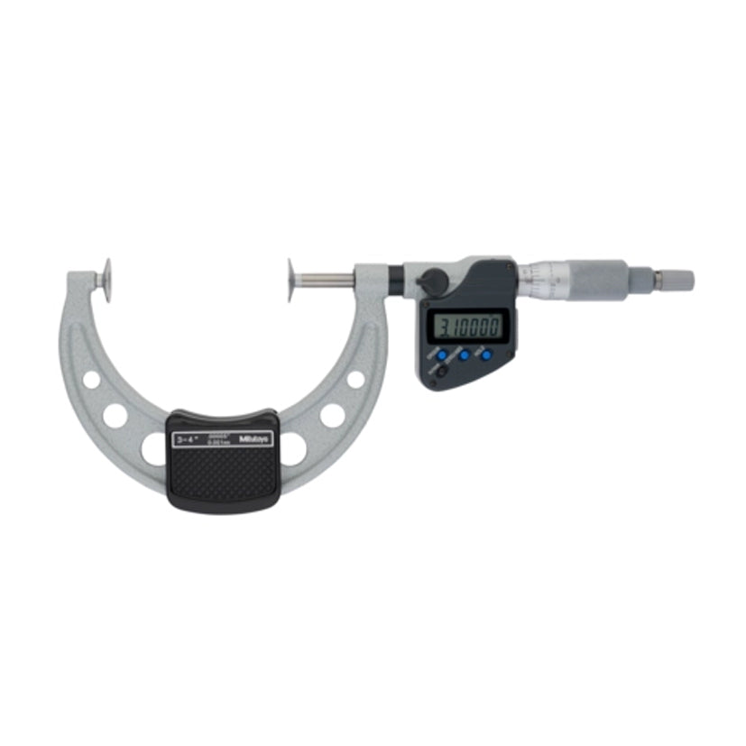 Mitutoyo 369-353-30 Digimatic Digital Non-Rotating Spindle Disc Micrometer, Range 3-4" /  76.2-101.6mm, Resolution 0.00005" / 0.001mm with SPC Data Output, Disc Dia 20mm