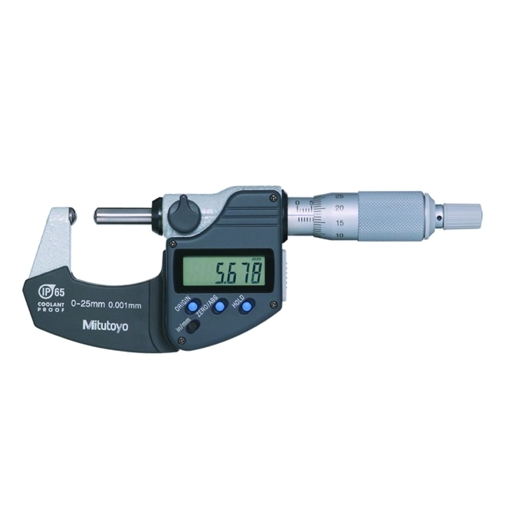 Mitutoyo 395-371-30 Digital Tube Micrometer, Range 0-1" /  0-25.4mm, Resolution 0.00005" / 0.001mm, IP65 with SPC Data Output, Spherical Anvil and Spindle