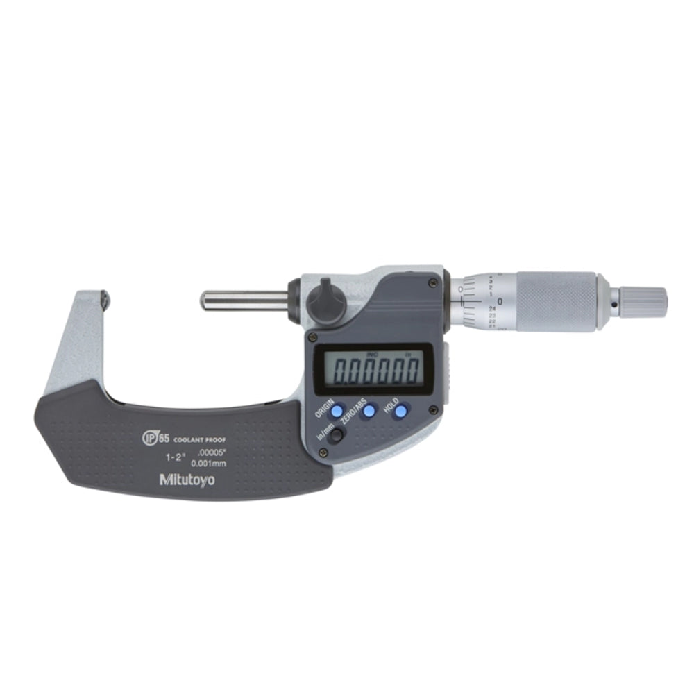 Mitutoyo 395-372-30 Digital Tube Micrometer, Range 1-2" / 25.4-50.8mm, Resolution 0.00005" / 0.001mm, IP65 with SPC Data Output, Spherical Anvil and Spindle