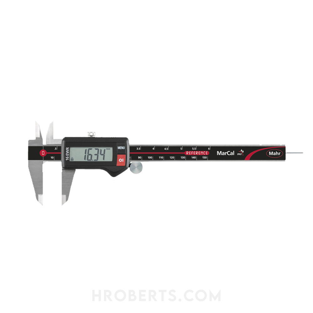 Mahr 4103301 16 EWR IP67 Digital Caliper 0-150mm/6", Round Depth Rod, With Thumb Wheel