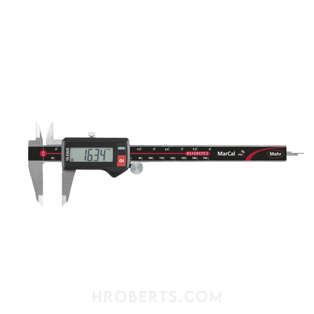 Mahr 4103303 16 EWR IP67 Digital Caliper 0-150mm/6", Rectangle Depth Rod, With Thumb Wheel