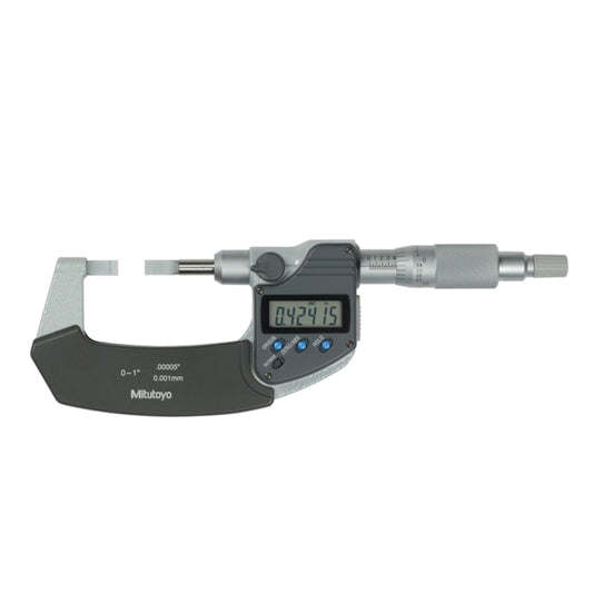 Mitutoyo 422-360-30 Digimatic Digital Blade Micrometer, Range 0-1" /  0 - 25.4mm, Resolution 0.00005" / 0.001mm with SPC Data Output, Non-Rotating Spindle