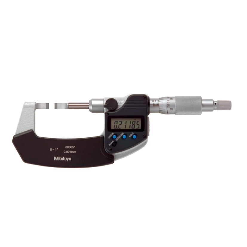 Mitutoyo 422-370-30 Digimatic Digital Blade Micrometer, Range 0-1" /  0 - 25.4mm, Resolution 0.00005" / 0.001mm with SPC Data Output, Non-Rotating Spindle