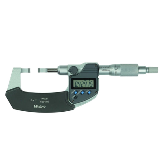 Mitutoyo 422-371-30 Digimatic Digital Blade Micrometer, Range 0-1" /  0 - 25.4mm, Resolution 0.00005" / 0.001mm with SPC Data Output, Non-Rotating Spindle